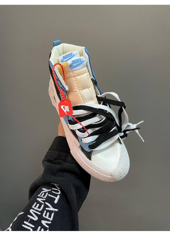 Чорні Осінні кросівки чоловічі nike blazer x sacai black legend blue найк блейзер No Brand