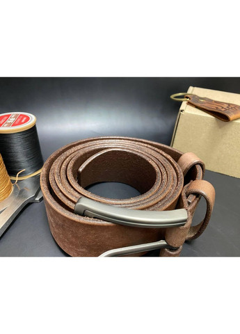 Шкіряний Ремінь Ручної Роботи із ПреміальноЇ Шкіри Набір + Брелок Коричневий Колір No Brand (358931145)