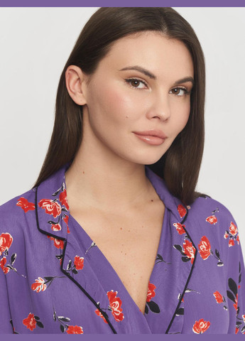Фиолетовая блуза демисезон,фиолетовый в узоры, MBYM