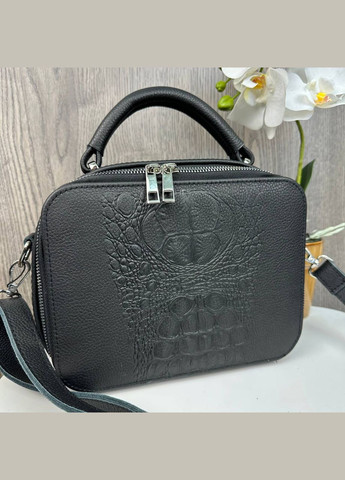 Жіноча шкіряна міні сумка каркасна чорна сумочка рептилія для жінок Eton (331770976)