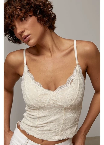 Кружевной короткий топ на бретелях цвет, ONE SIZE (есть размеры) Україна — 395550704