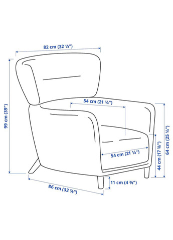 Крісло крило з підставкою для ніг ІКЕА OSKARSHAMN (s99485343) IKEA (278405728)