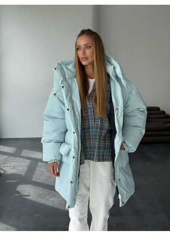 Блакитна зимня жіноча куртка prada з кишенями і капюшоном (mil590) milirud