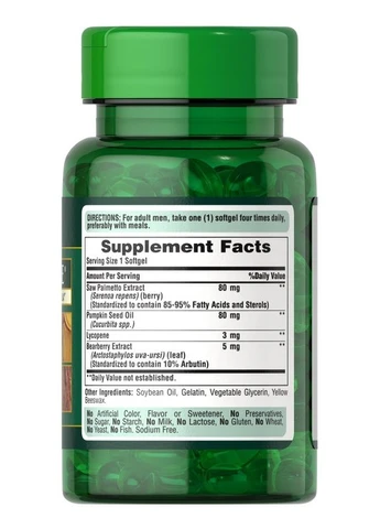 Puritan's Pride Prostate Support Formula 60 капсул Puritans Pride (387020900)