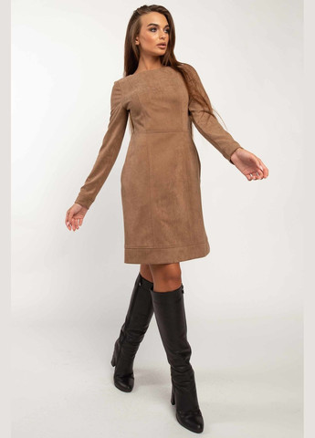 Світло-коричнева повсякденний жіноча міні-сукня напівприлеглого силуету з кишенями з твілу (пл 2220) RiMari