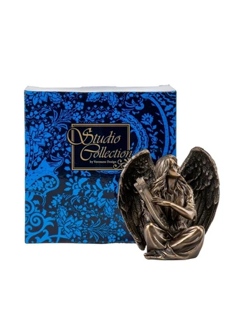Статуэтка из полистоуна покрытая бронзой Ангел с арфой 18х17 см 76365 Veronese (302239410)