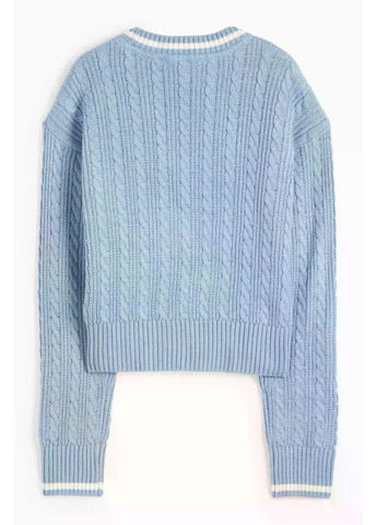 Голубой демисезонный детский вязаный свитер для девочки 128 см голубой (25082735) джемпер C&A