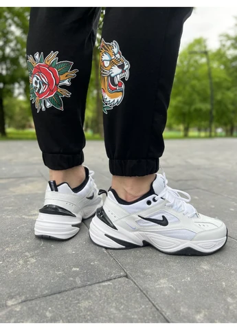 Белые демисезонные кроссовки мужские nike m2k white black найк м2к белые No Brand