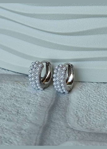 Стильные серьги под серебро родий ксюпинг xuping с жемчугом Xuping Jewelry (337503387)