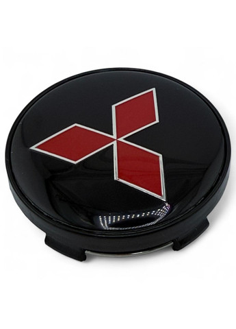 Ковпачки в диски Міцубісі заглушки для дисків 60/56 мм Чорні з червоним логотипом (4 шт.) No Brand (364958856)