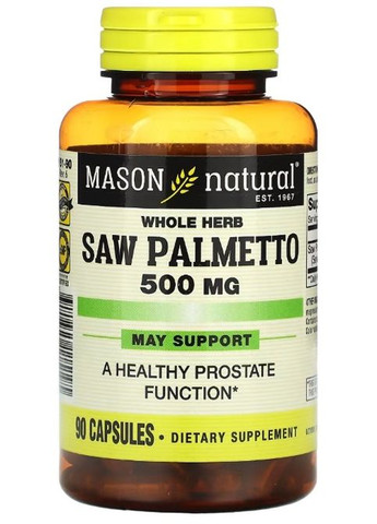 Saw Palmetto 500 mg 90 Caps Mason Natural (292556192)