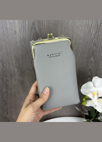 Жіноча міні сумочка клатч маленька сумка для телефону сіра ManYiDi (340113304)