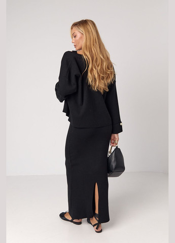 В'язаний костюм-трійка з кардиганом спідницею та топом - бежевий колір ONE SIZE (sku_5870) No Brand (327820155)