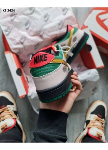 Серые демисезонные кроссовки мужские nike sb dunk low x stussy green gray найк сб данк серые No Brand