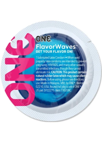 Набір ароматизованих презервативів FlavorWaves, 100 шт, 6 ароматів, 6 кольорів, паковання-тубус One (303903789)