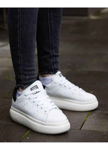 КРОССОВКИ ЖЕНСКИЕ ADIDAS STAN SMITH PF WHITE BLACK АДИДАС СТЕН СМИТ БЕЛЫЕ No Brand белые демисезоны (391953071)
