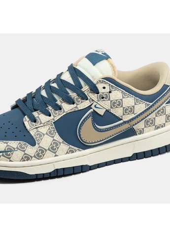 Кроссовки женские и мужские Nike SB Dunk Low Gucci Beige BLue | Найк СБ Данк Гуччи низкие бежевые синие No Brand бежевые демисезоны (386299187)