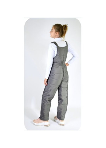 Теплий на флісі, дитячий зимовий для дівчинки, сірий Polin Line напівкомбінезон (298414457)