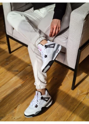 Білі літні кросівки nike air jordan retro 4 white cement найк аір джордан No Brand