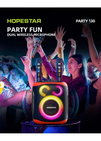 Портативна бездротова колонка Bluetooth Hopestar Party 130 з 2 Мікрофоном Караоке | 120Вт, Bluetooth Foreo (391771578)