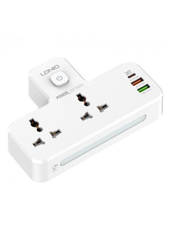 Мережевий фільтр SC2311 функція з нічником та швидкою зарядкою USB на 2 розетки 20W (2104618548) Ldnio (332614173)