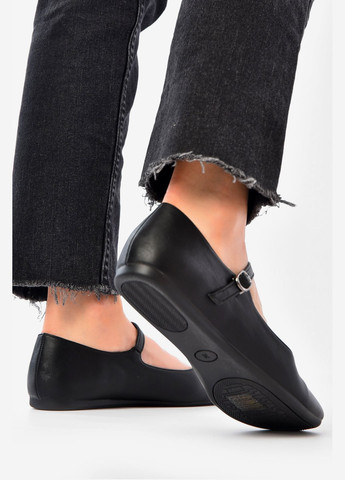 Женские балетки женские черного цвета Let's Shop | чёрные однотонные без декора искусственная кожа (338370748)