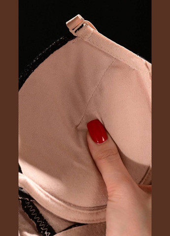 Бежевый бюстгальтер женский бежевого с черным цвета No Brand нейлон