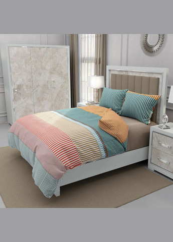 Мікрофіброва постільна білизна принт смужка Двоспальний 180x210 кольоровий (М-P-0135-01) No Brand (348095164)