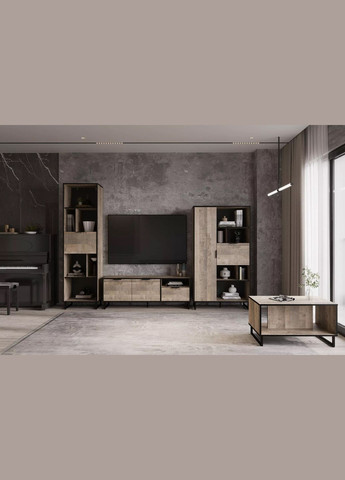 Тумба под телевизор с дверцей и ящиком F-0007 от Дуб Гранж Песочный MORELI (335423584)