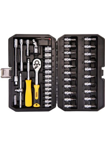 Набор насадок торцевых GM CrV 1/4” 4-14 мм,трещотка 72Т, 46 шт, кейс (78-2047) Mastertool (320576149)