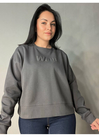 Графитовый свитшот женский u s 293 широкий оверсайз трикотаж надпись want (330642303)