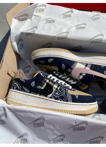 Комбіновані кросівки чоловічі nike air force 1 cactus jack найк аір форс 1 демісезон No Brand