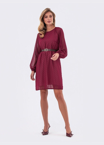 Бордовое кэжуал бордовое платье свободного кроя с вышивкой Dressa однотонное