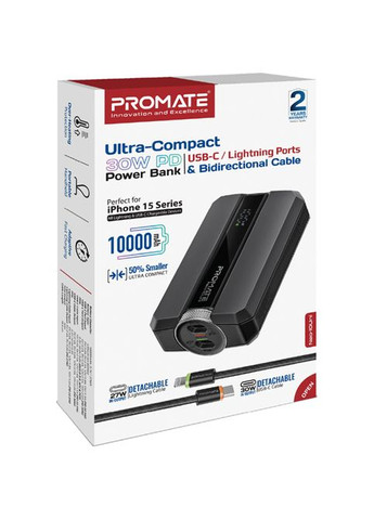 Powerbank Neo-10Uni 10000 mAh 30W Power Delivery Black (neo-10uni.black) Promate (323130598)