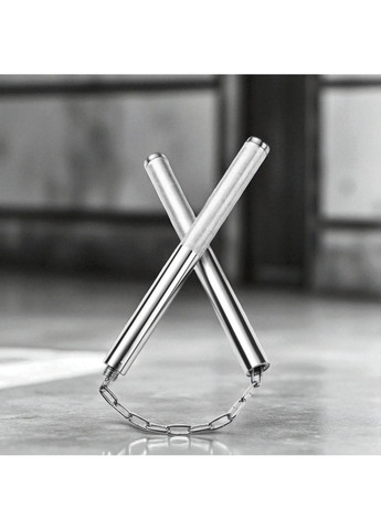 Нунчаки тренировочные трансформеры 2-в-1 стальные полые на цепи для тренировок Серебристые 3_7_0_1С No Brand (367738739)