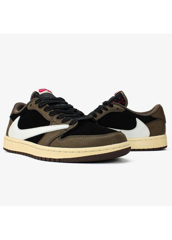 Кроссовки женские и мужские Nike Air Jordan 1 Retro Low Travis Scott Low | Найк Эир Джордан 1 Ретро коричневые No Brand коричневые демисезоны (369473642)