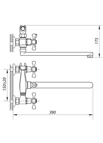 Смеситель для ванны D4Q 827 с длинным изливом Zerix (362493854)
