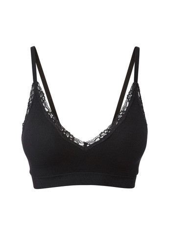 Чорний топ безшовний бюстгальтер-топ в рубчик браллет без кісточок Esmara без кісточок поліамід, еластан