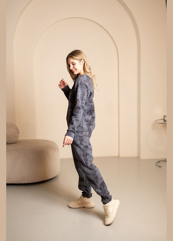 Теплый костюм серого цвета из турецкой тринитки на флисе, No Brand 7030 (316703288)