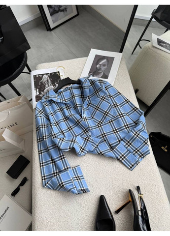 Голубой повседневный, кэжуал рубашка в клетку No Brand