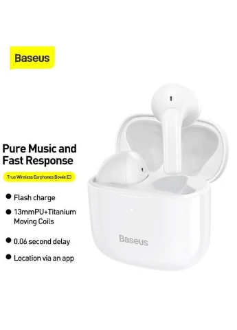 Наушники беспроводные Bowie E3 Bluetooth TWS гарнитура стерео белая Baseus (280916210)