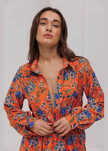 Помаранчева коротка сукня в квіточку Arjen