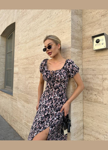 Комбінована повсякденний сукня довжини міді з розрізом MonCher