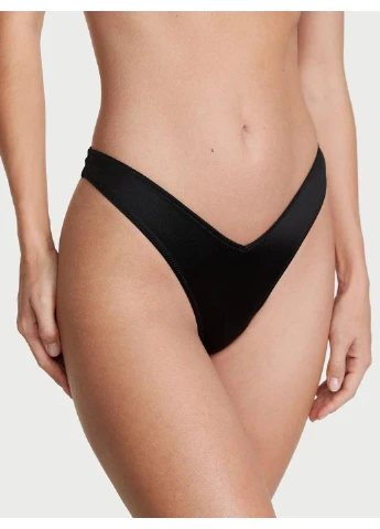 Трусики-стринги женские люксовые Strappy Back High-Leg Thong Panty черные L Victoria's Secret (316551474)