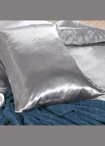 Атласна Біла Сімейна постільна білизна та срібні наволочки 145*210 Moka textile (316632008)