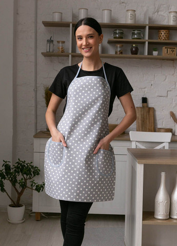 Фартух водовідштовхувальний "Горошок сірий" 75х55 см. Homedec - (321982175)