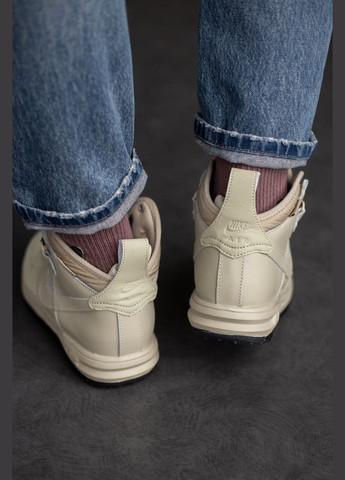 Бежевые зимние кроссовки зимние мужские nike lunar force 1 duckboot winter beige termo | найк дакбут высокие бежевые термо No Brand