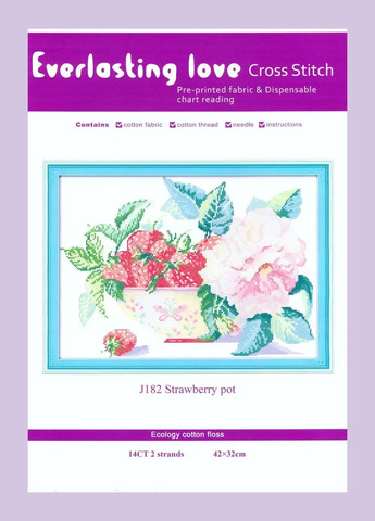Набор для вышивания по нанесённой на канву схеме "Strawberry pot" AIDA 14CT printed, 42*32 см Joy Sunday (313613029)