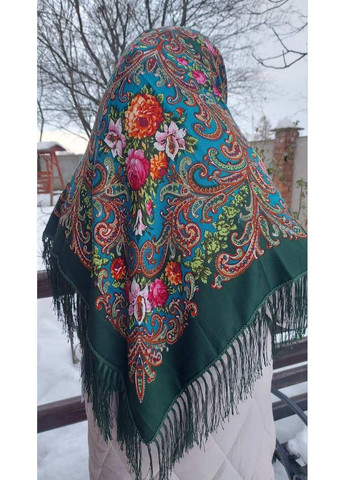 Українська хустка на Різдво, 110см плюс торочки, зелена хустка No Brand (366817624)