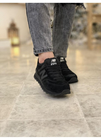 Чорні Зимовий кросівки чоловічі new balance 574 black 1 нью беланс 574 No Brand